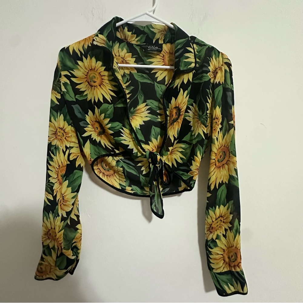 RARE Vintage Y2K Younique Sunflower Beach Cover Up Mesh Womens Size S